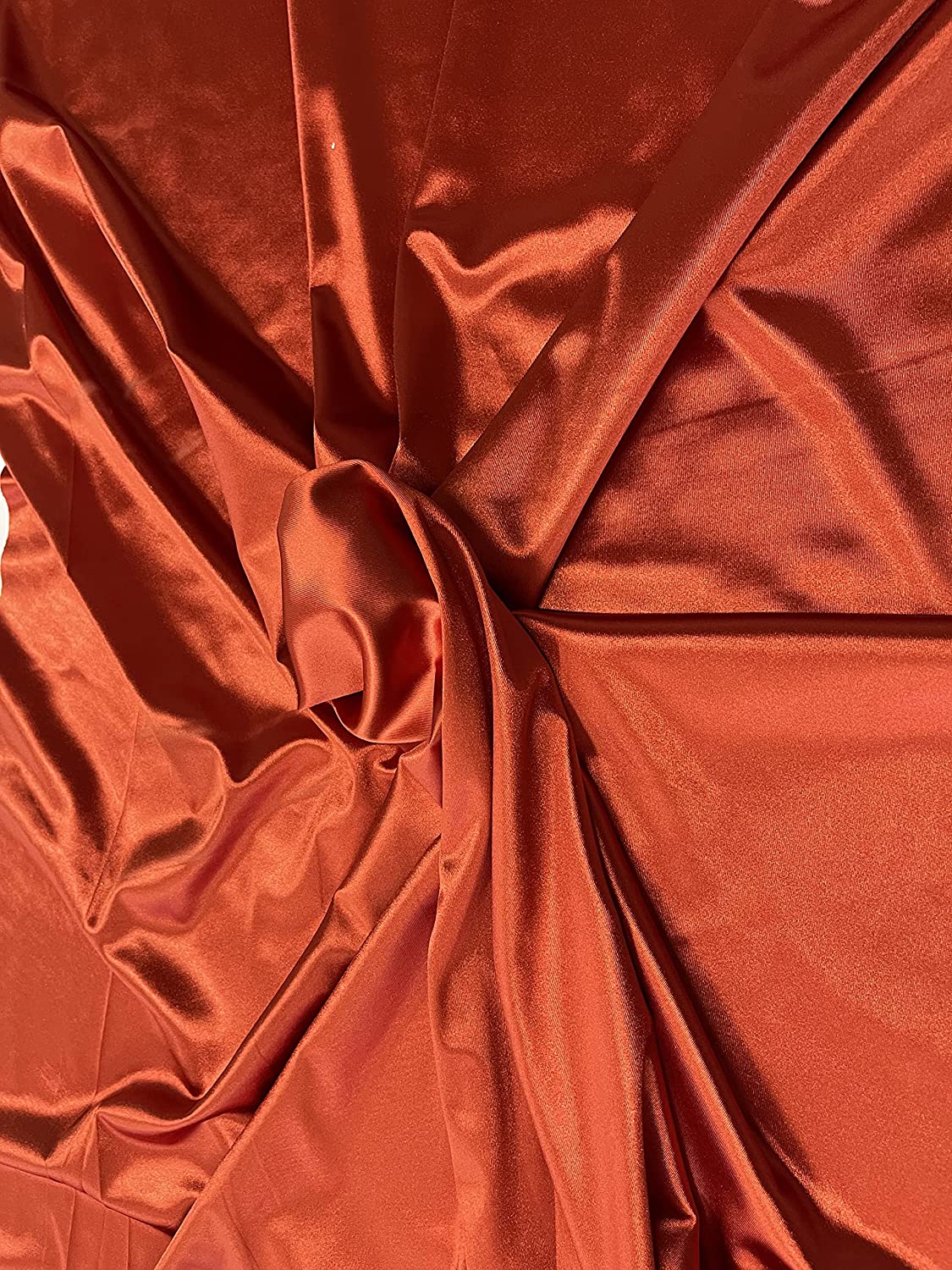 Deluxe Shiny Polyester Spandex Stretch Fabric (1 Yard, Rust)