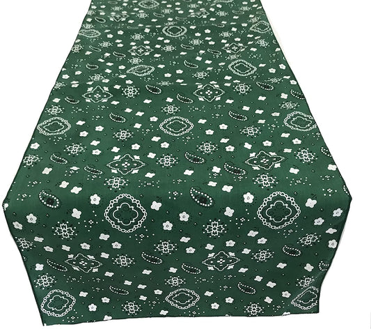 Bandanna Print Poly Cotton Table Runner (Hunter Green,