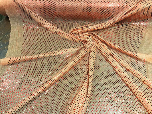 44/45" Wide Faux Confetti Sequin Knit Fabric Shiny Dot (Light Orange, 1 Yard)