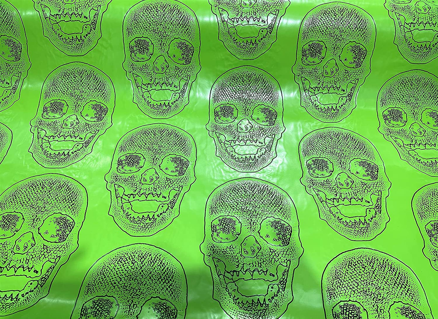 54" Wide Big Skull Embossed Vinyl Fabric-PVC-Upholstery, Faux Leather (1 Yard, Lime)