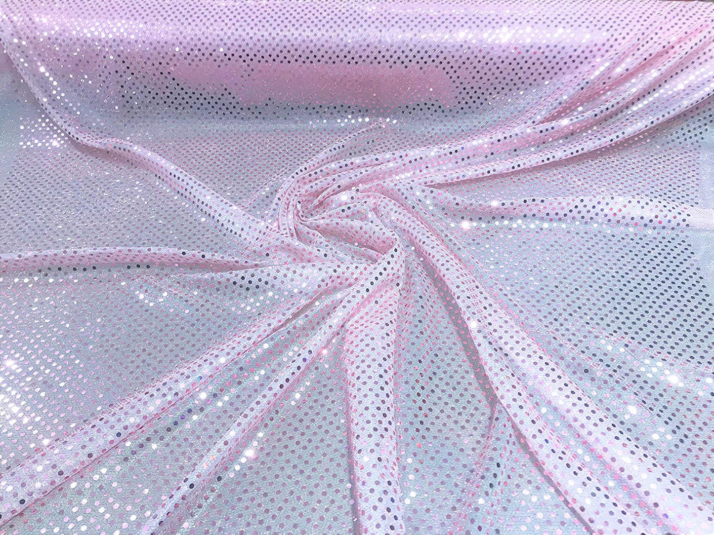 44/45" Wide Faux Confetti Sequin Knit Fabric Shiny Dot (Light Pink, 1 Yard)