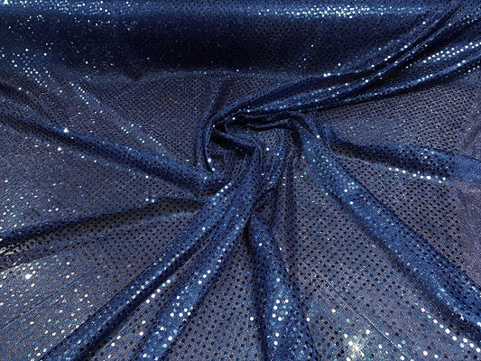 44/45" Wide Faux Confetti Sequin Knit Fabric Shiny Dot (Navy Blue, 1 Yard)