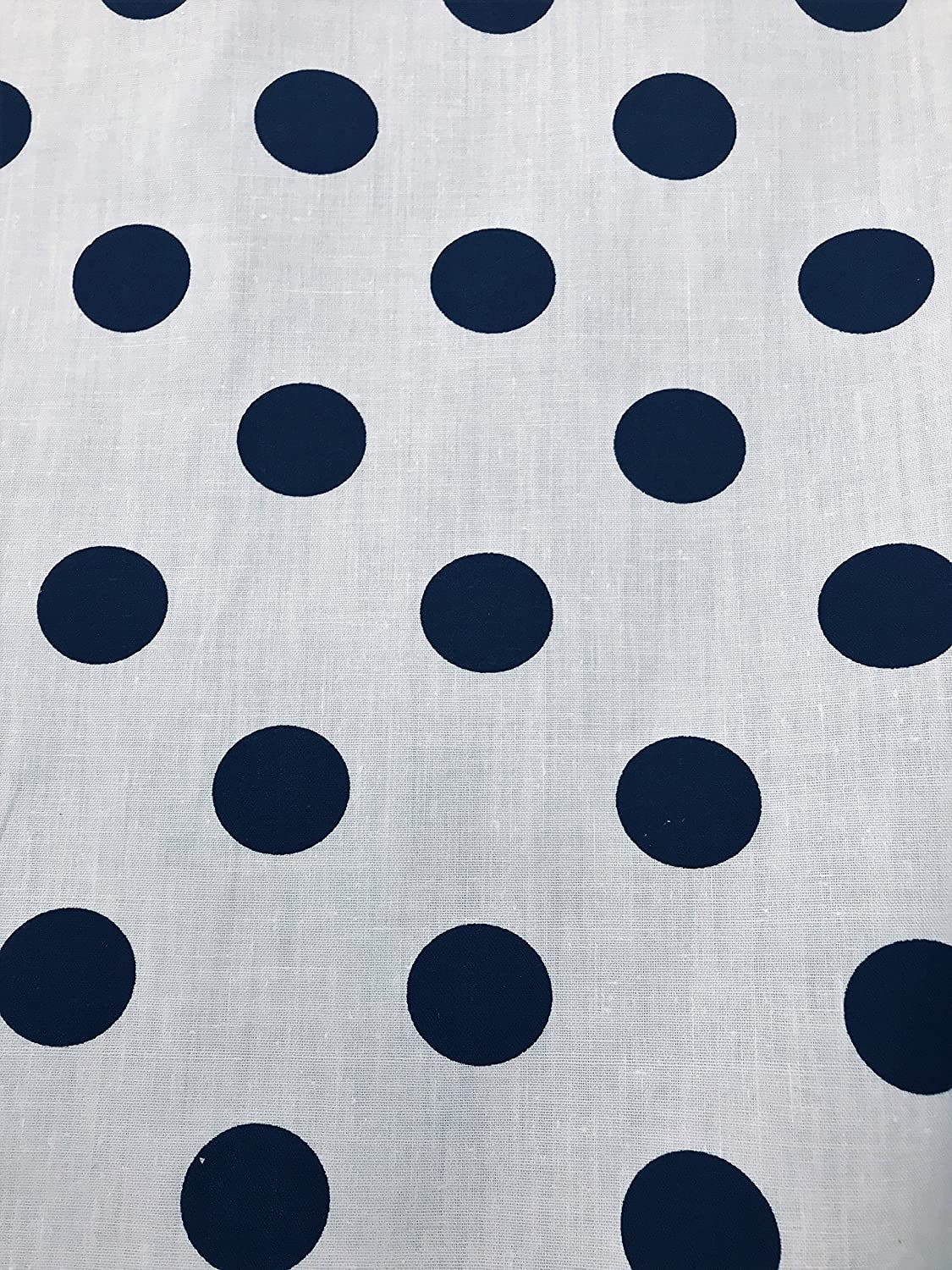 Big Polka Dots Poly Cotton Print Fabric by The Yard (White/Navy Dots)