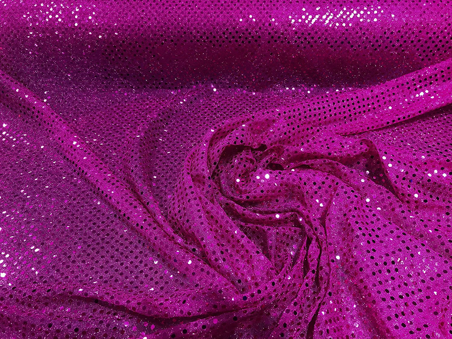 44/45" Wide Faux Confetti Sequin Knit Fabric Shiny Dot (Fuchsia, 1 Yard)