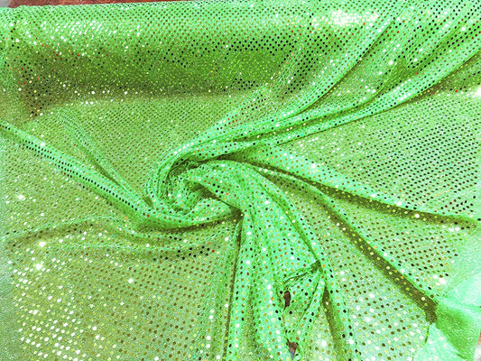 44/45" Wide Faux Confetti Sequin Knit Fabric Shiny Dot (Neon Green, 1 Yard)
