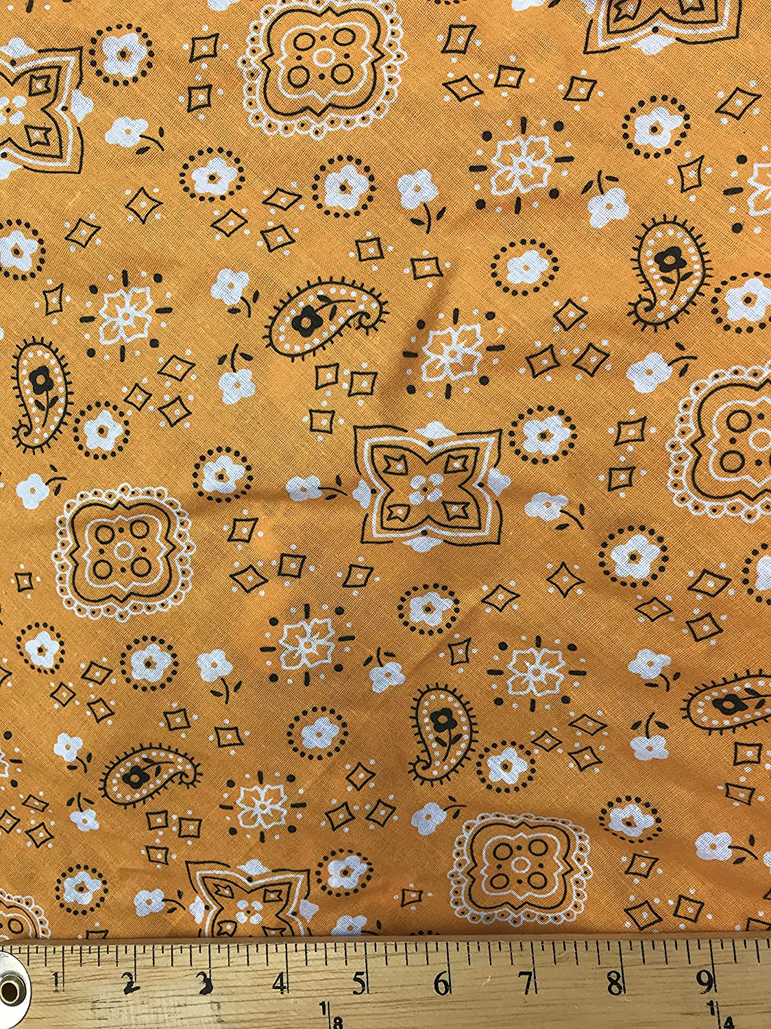 60" Wide Poly Cotton Bandanna Print Fabric by The Yard (Tangerine, by The Yard)