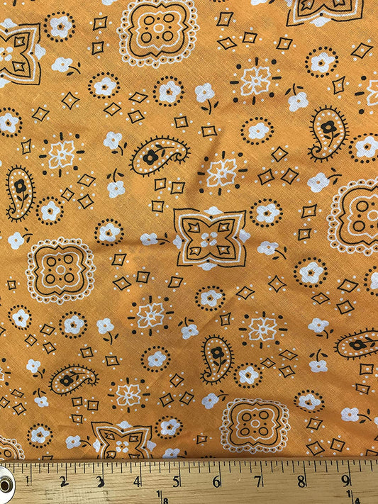 60" Wide Poly Cotton Bandanna Print Fabric by The Yard (Tangerine, by The Yard)