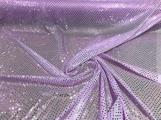 44/45" Wide Faux Confetti Sequin Knit Fabric Shiny Dot (Lilac, 1 Yard)
