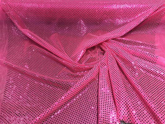 44/45" Wide Faux Confetti Sequin Knit Fabric Shiny Dot (Neon Pink, 1 Yard)