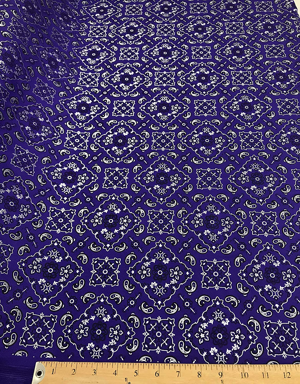 Spandex Bandana Print on 4 Way Stretch Fabric (Purple, 1 Yard)