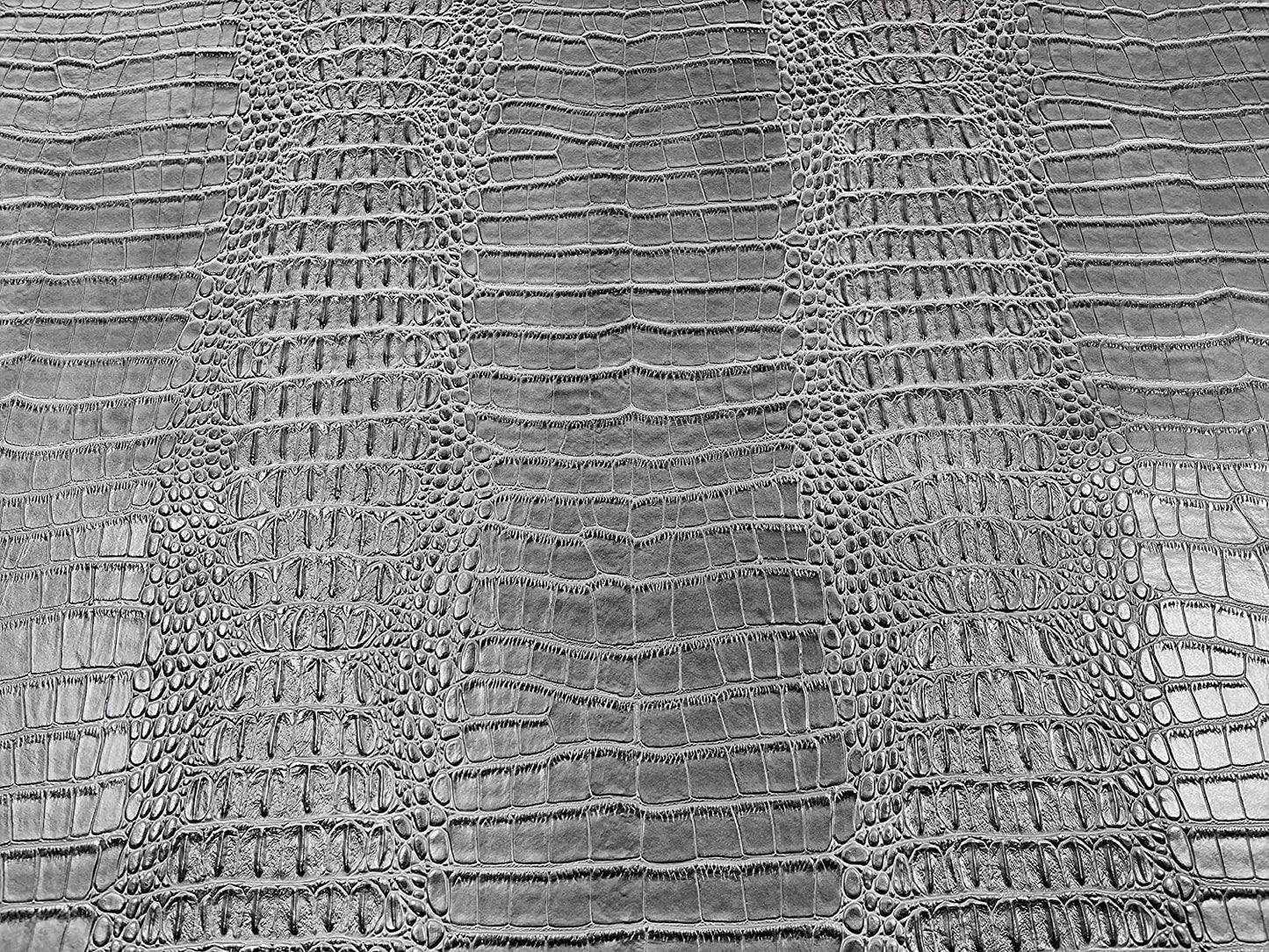 53/54" Wide Gator Fake Leather Upholstery, 3-D Crocodile Skin Texture Faux Leather PVC Vinyl Fabric (Grey, 1 Yard)