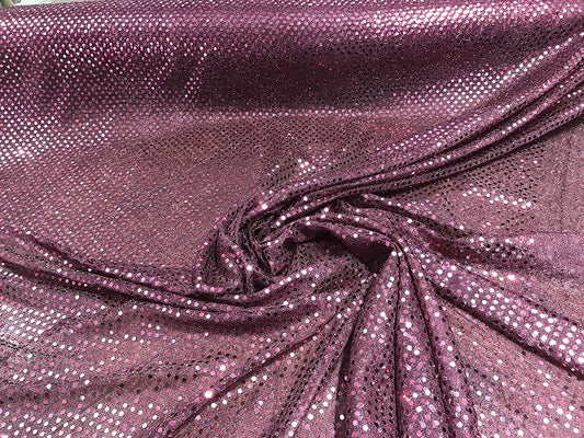 44/45" Wide Faux Confetti Sequin Knit Fabric Shiny Dot (Burgundy, 1 Yard)
