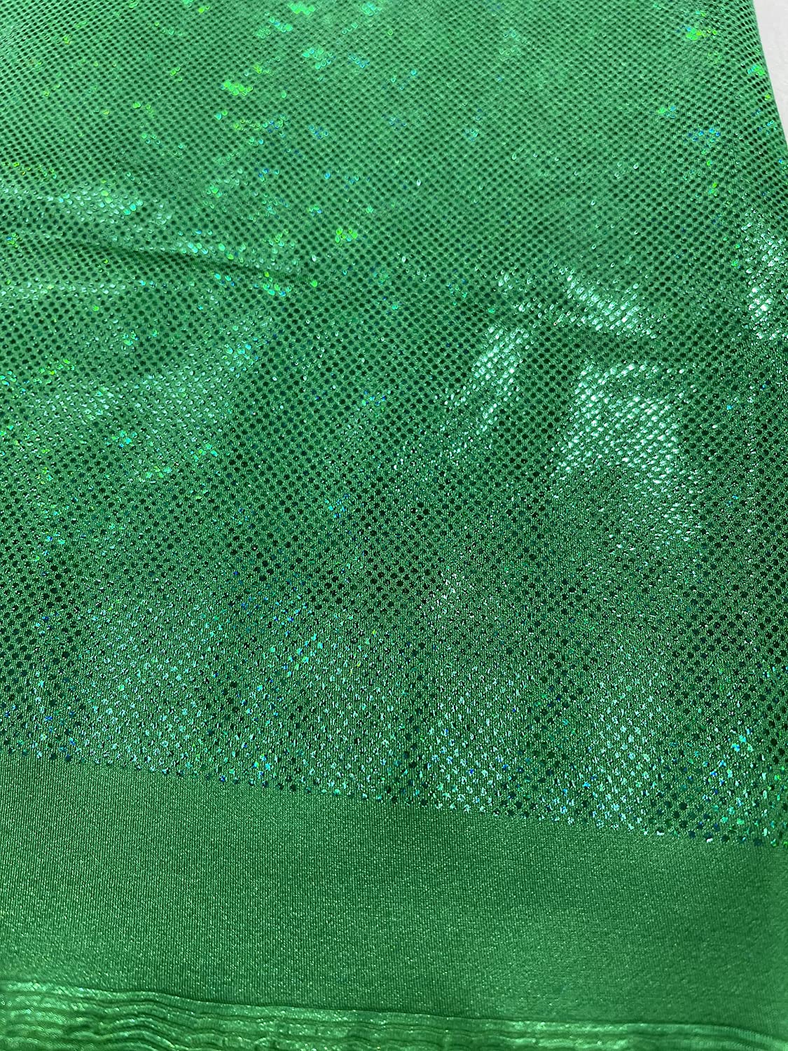Shattered Glass Foil Iridescent Hologram Dancewear 4 Way Stretch Spandex Nylon Tricot Fabric (1 Yard, Emerald Green)