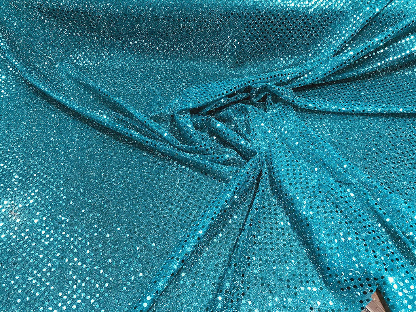 44/45" Wide Faux Confetti Sequin Knit Fabric Shiny Dot (Turquoise, 1 Yard)