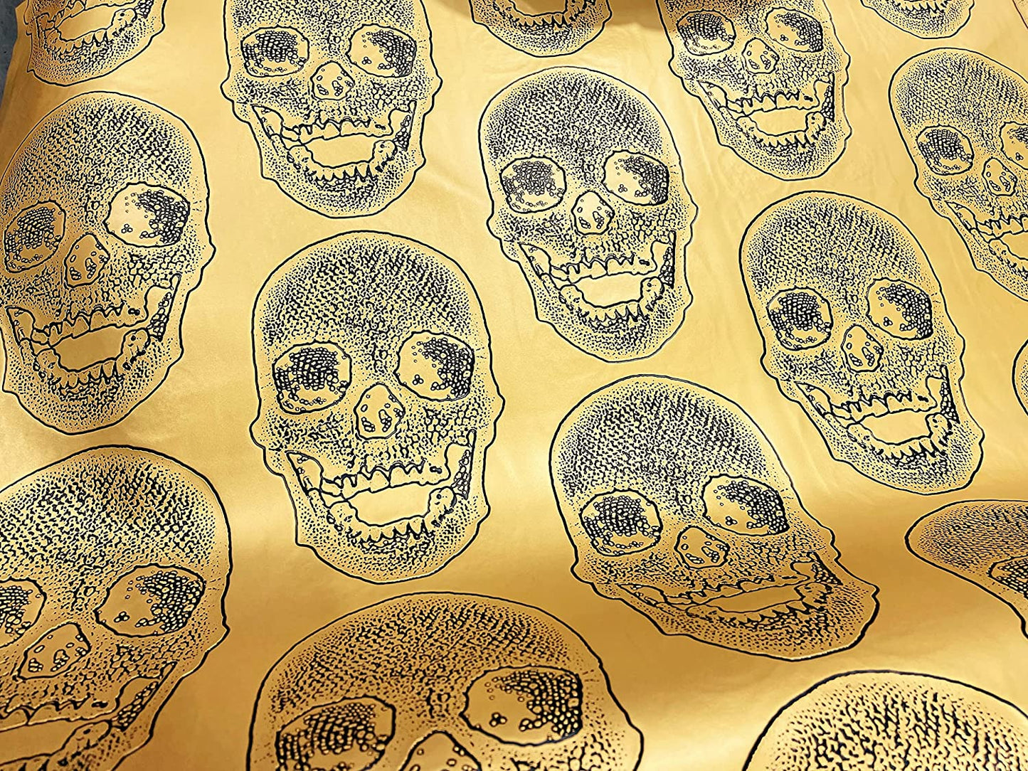 54" Wide Big Skull Embossed Vinyl Fabric-PVC-Upholstery, Faux Leather (1 Yard, Gold)