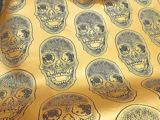 54" Wide Big Skull Embossed Vinyl Fabric-PVC-Upholstery, Faux Leather (1 Yard, Gold)