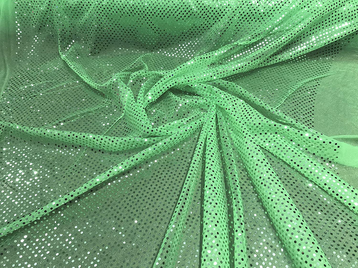44/45" Wide Faux Confetti Sequin Knit Fabric Shiny Dot (Lime, 1 Yard)