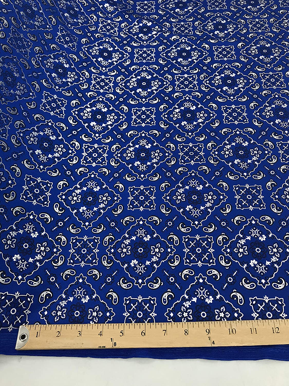 Spandex Bandana Print on 4 Way Stretch Fabric (Royal Blue, 1 Yard)