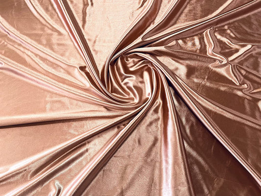 Deluxe Shiny Polyester Spandex Stretch Fabric (1 Yard, Rose Gold)