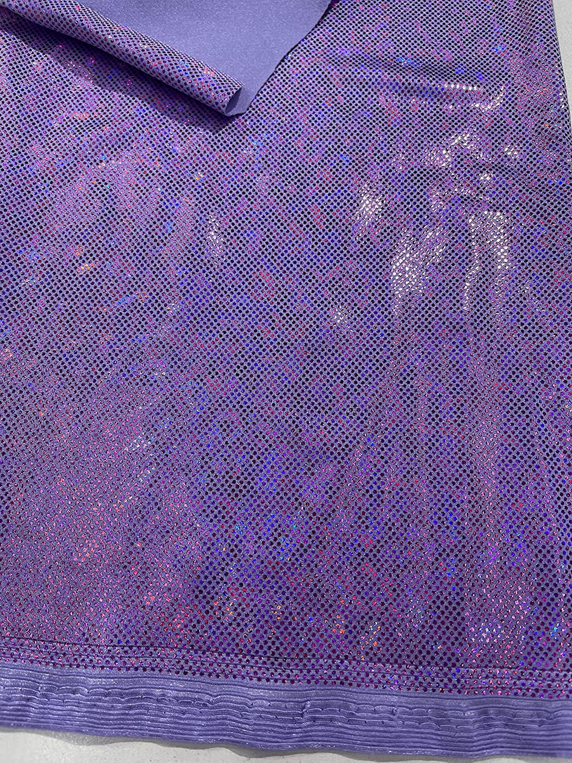 Shattered Glass Foil Iridescent Hologram Dancewear 4 Way Stretch Spandex Nylon Tricot Fabric (1 Yard, Violet)