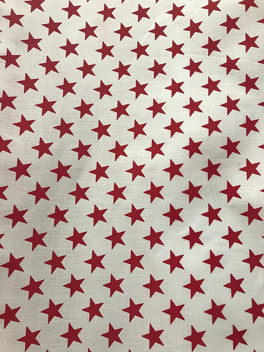 Stars Print Poly Cotton Fabric by The Yard (White)
