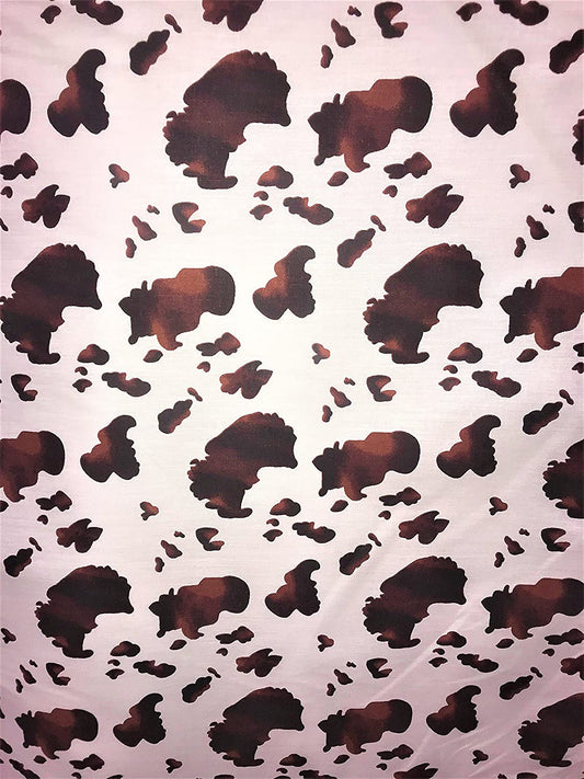 Poly Cotton Animal Print Fabric 58" Wide by The Yard (Cow Brown)