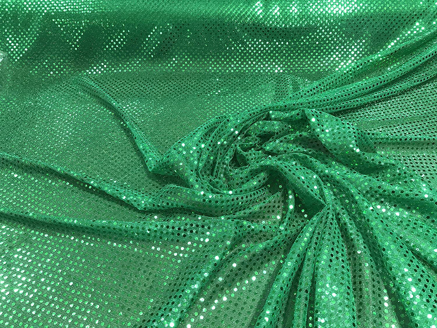 44/45" Wide Faux Confetti Sequin Knit Fabric Shiny Dot (Emerald Green, 1 Yard)