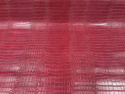 53/54" Wide Gator Fake Leather Upholstery, 3-D Crocodile Skin Texture Faux Leather PVC Vinyl Fabric (Coral, 1 Yard)