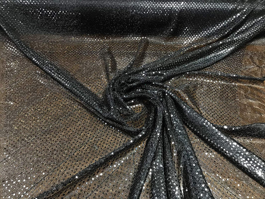 44/45" Wide Faux Confetti Sequin Knit Fabric Shiny Dot (Black, 1 Yard)
