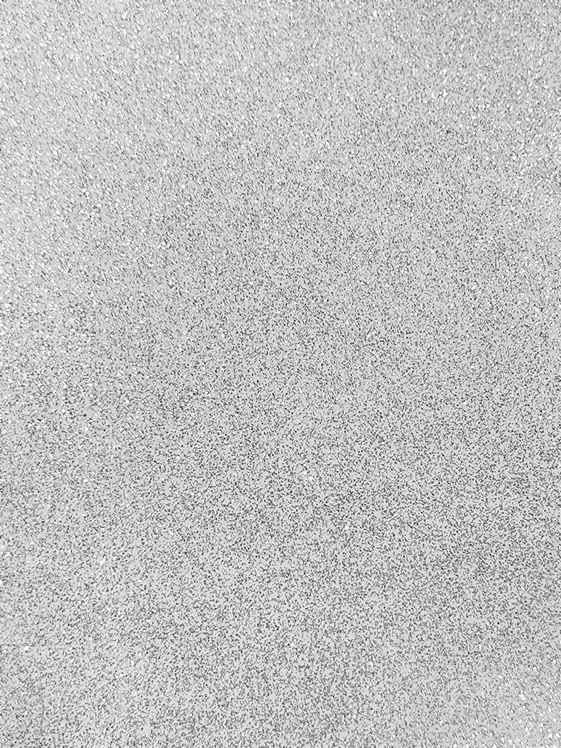 53/54" Wide Shiny Sparkle Glitter Vinyl, Faux Leather PVC-Upholstery Craft Fabric by The Yard (White, 1 Yard)
