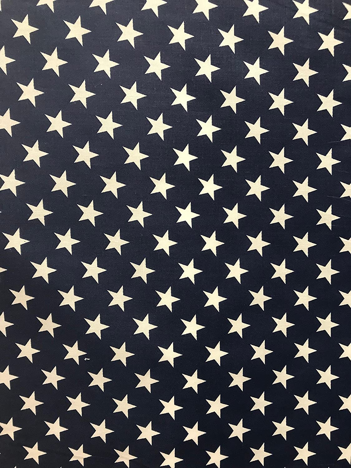 Stars Print Poly Cotton Fabric by The Yard (Navy)