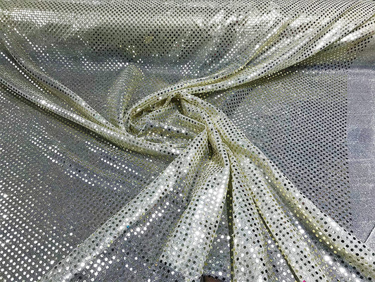 44/45" Wide Faux Confetti Sequin Knit Fabric Shiny Dot (Champagne, 1 Yard)