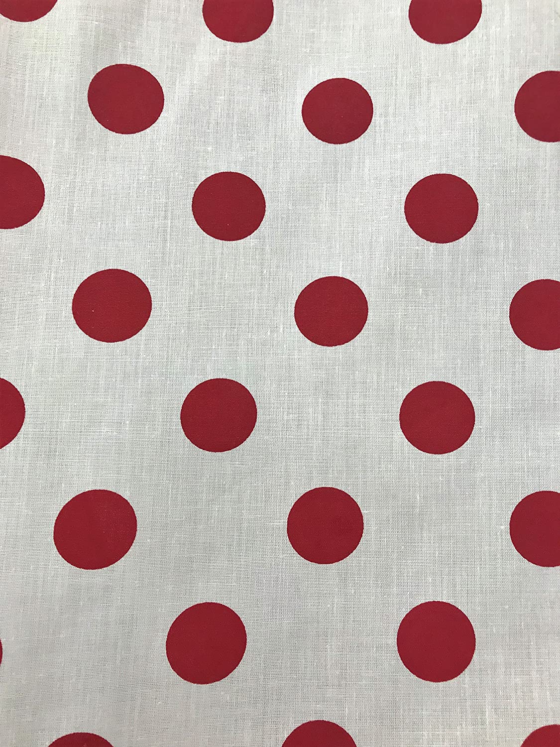 Big Polka Dots Poly Cotton Print Fabric by The Yard (White/Red Dots)