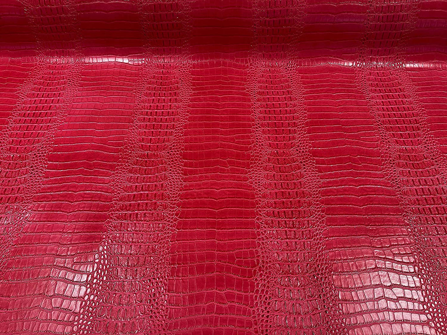 53/54" Wide Gator Fake Leather Upholstery, 3-D Crocodile Skin Texture Faux Leather PVC Vinyl Fabric (Red, 1 Yard)