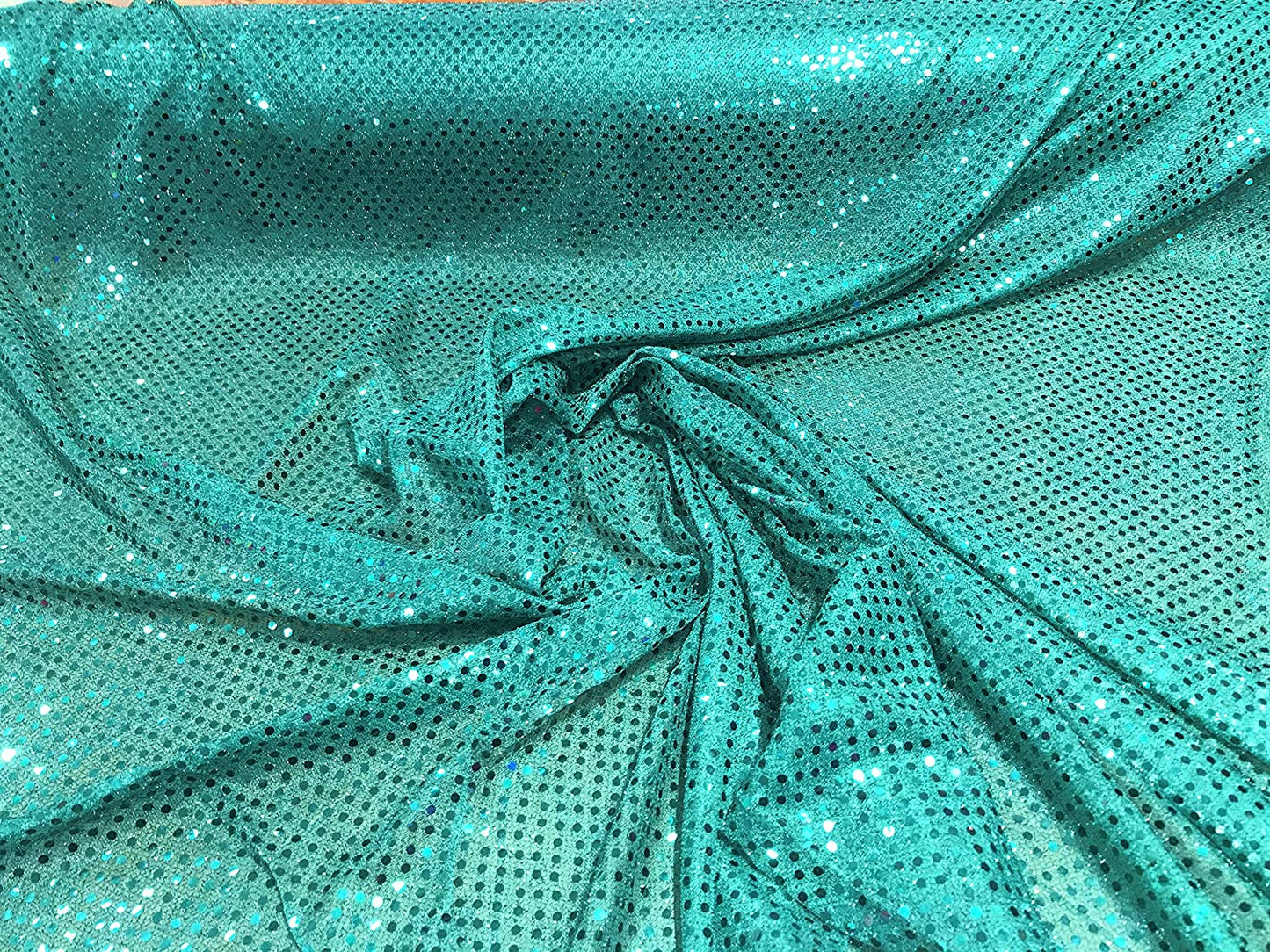 44/45" Wide Faux Confetti Sequin Knit Fabric Shiny Dot (Teal, 1 Yard)