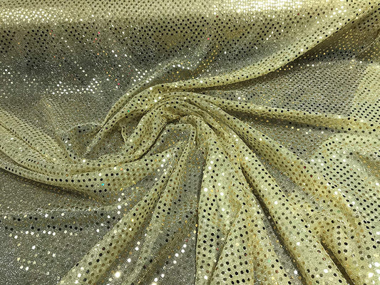 44/45" Wide Faux Confetti Sequin Knit Fabric Shiny Dot (Gold, 1 Yard)
