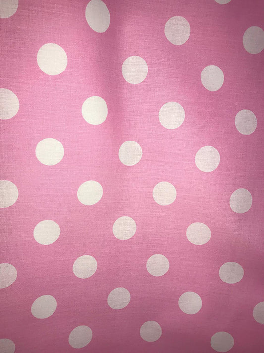 Big Polka Dots Poly Cotton Print Fabric by The Yard (Pink/White Dots)