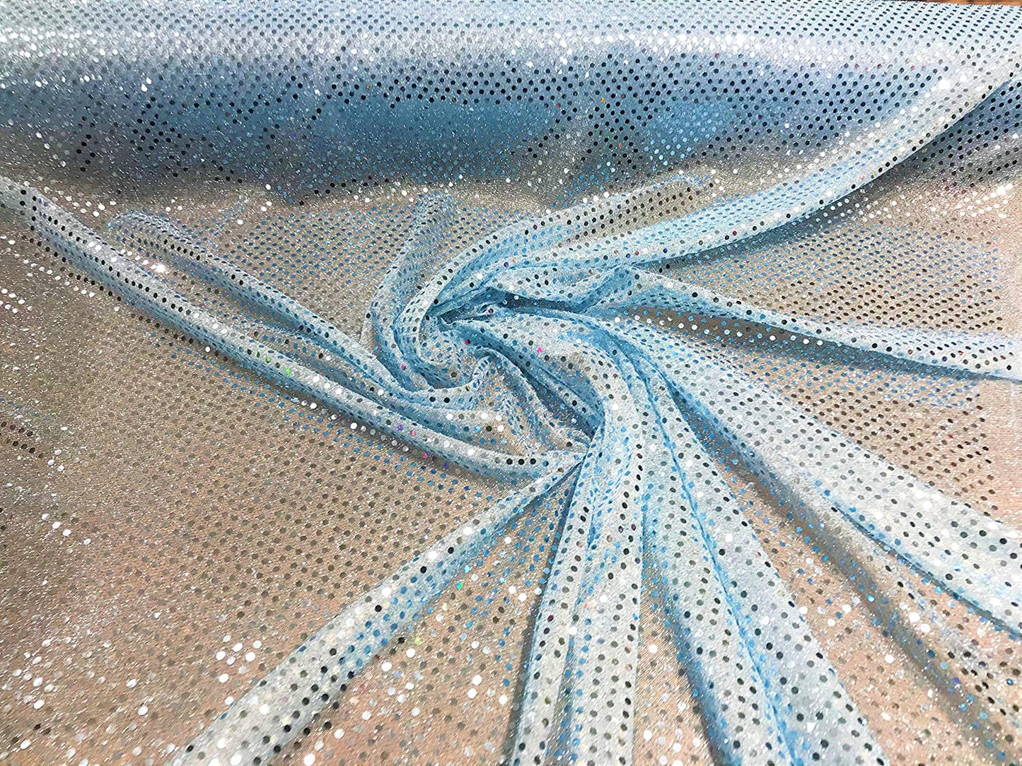 44/45" Wide Faux Confetti Sequin Knit Fabric Shiny Dot (Light Blue, 1 Yard)