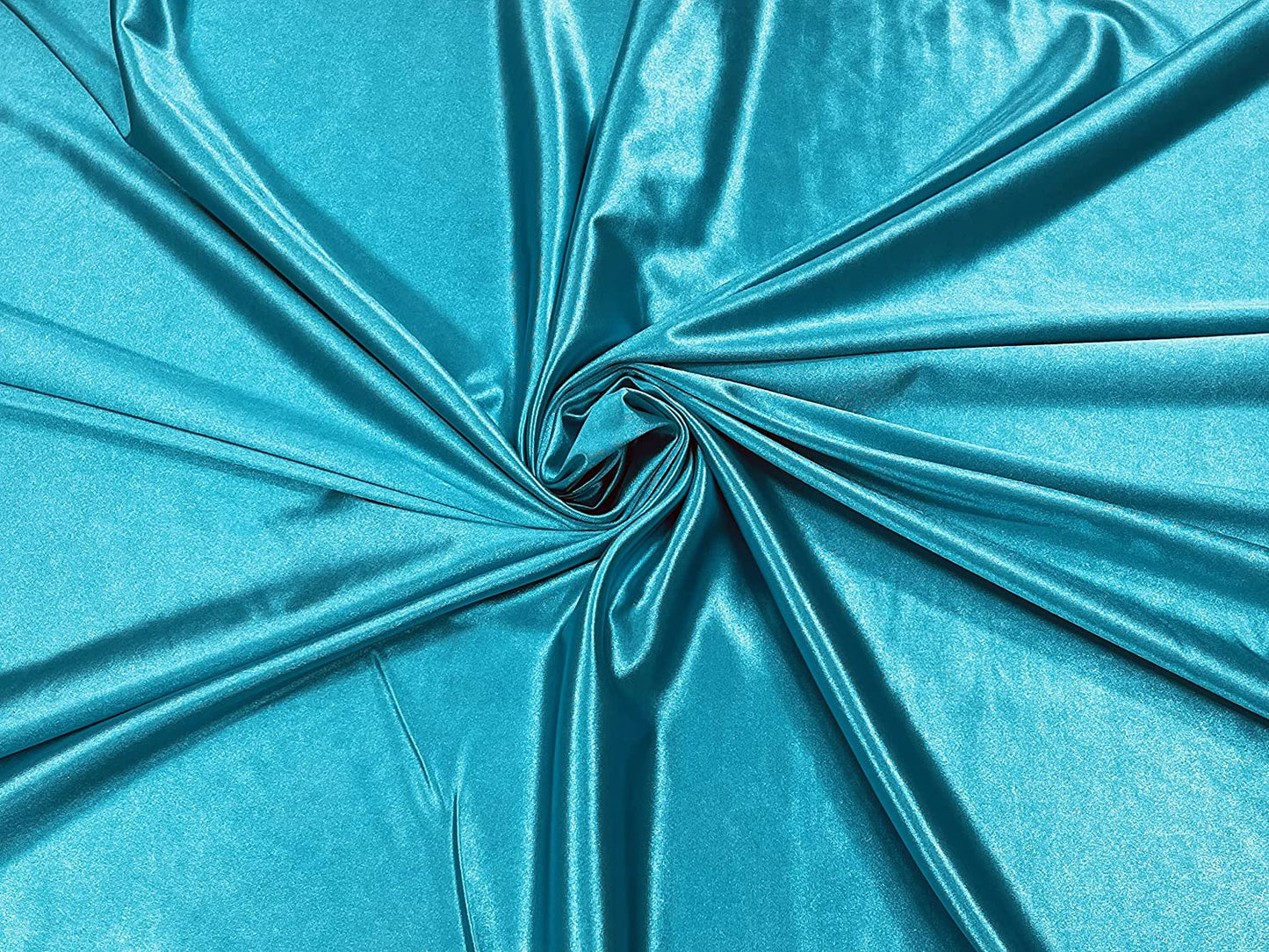 Deluxe Shiny Polyester Spandex Stretch Fabric (1 Yard, Turquoise)