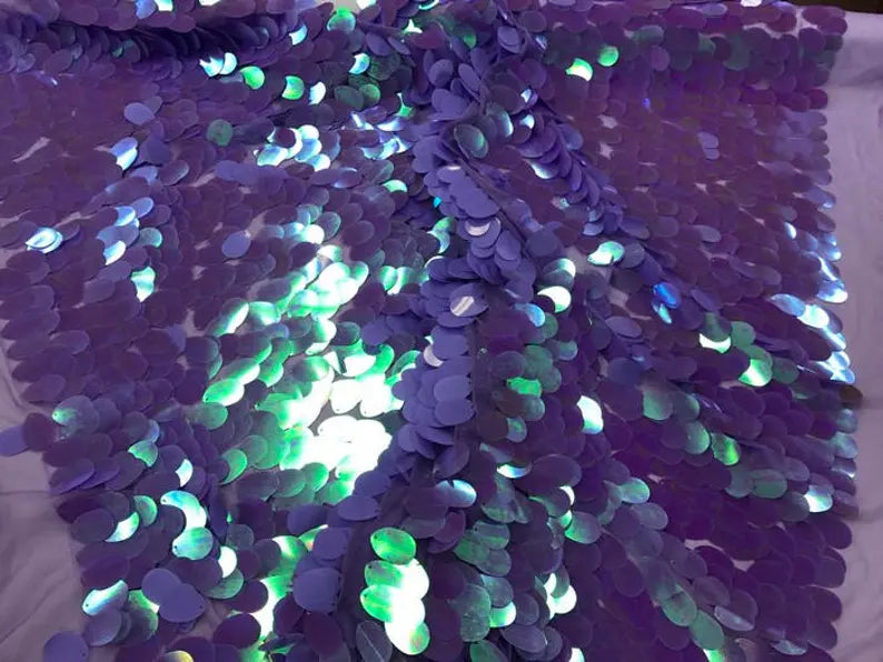 Holographic Big Drop Sequins Fabric By The Yard Used For -Dress-Accessories-Decorations [Violet] FREE SHIPPING!!!