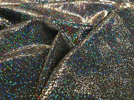 Holographic Mist Dots On Stretch Nylon Spandex Fabric By The Yard Used For Costumes-Clothing-Accessories-Leggings [Black] FREE SHIPPING!