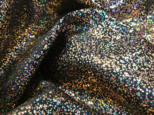 Holographic Mist Dots On Stretch Nylon Spandex Fabric By The Yard Used Costumes-Clothing-Accessories-Leggings [Gold/Black] FREE SHIPPING!