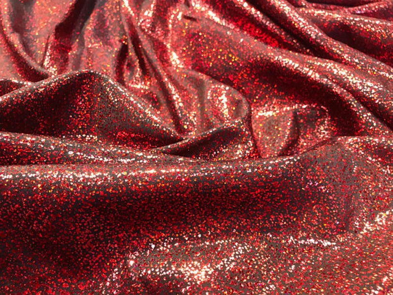 Holographic Mist Dots On Stretch Nylon Spandex Fabric By The Yard Used Costumes-Clothing-Accessories-Leggings [Red] FREE SHIPPING!