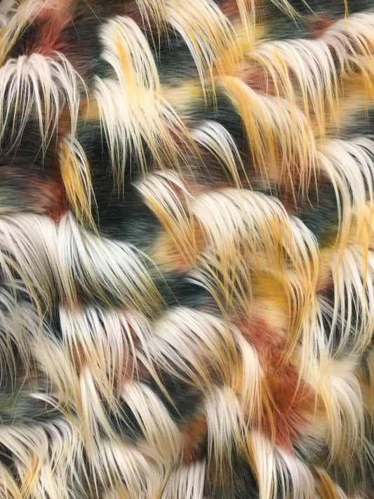 Animal Multicolor Costume Faux Fur Fabric By The Yard Can Be Used For -Clothing-Accessories-Rugs [Peacock]
