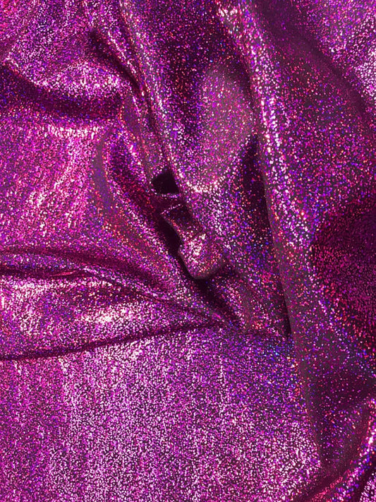 Holographic Mist Dots On Stretch Nylon Spandex Fabric By The Yard Used Costumes-Clothing-Accessories-Leggings [Fuchsia/Black] FREE SHIPPING!