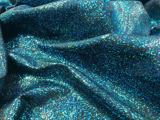 Holographic Mist Dots On Stretch Nylon Spandex Fabric By The Yard Used Costumes-Clothing-Accessories-Leggings [Turquoise] FREE SHIPPING!