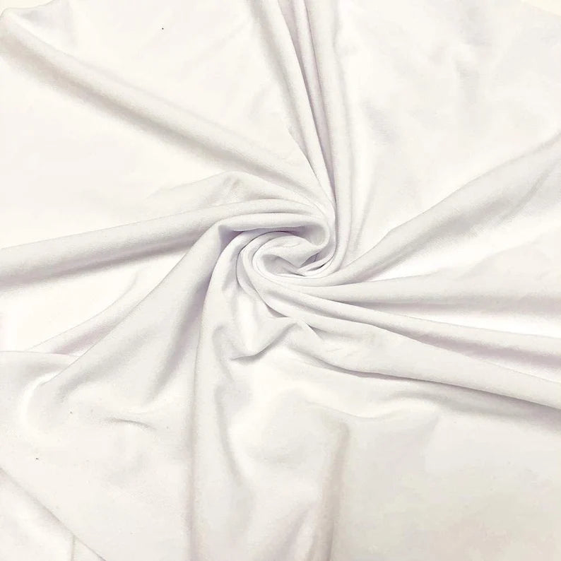 White 58/59" Wide ITY Fabric Polyester Knit Jersey 2 Way Stretch Spandex Sold By The Yard.