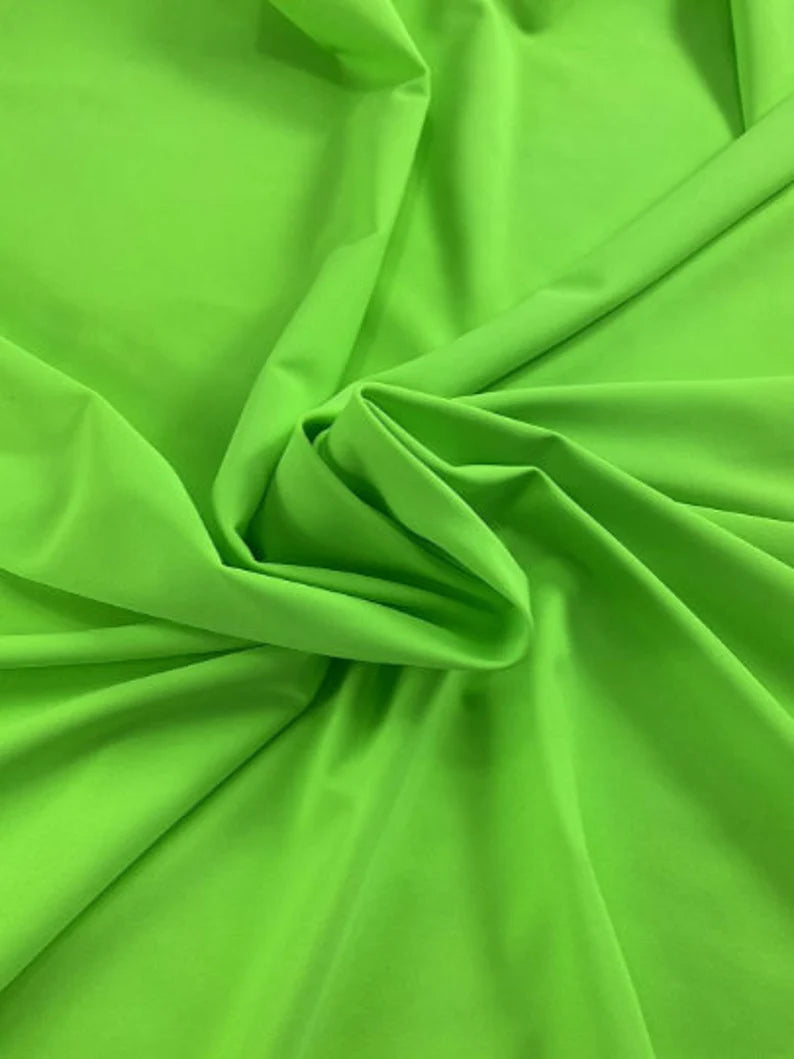 Neon Green Shiny Milliskin Nylon Spandex Fabric 4 Way Stretch 58" Wide Sold by The Yard