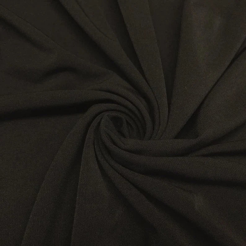 Black 58/59" Wide ITY Fabric Polyester Knit Jersey 2 Way Stretch Spandex Sold By The Yard.