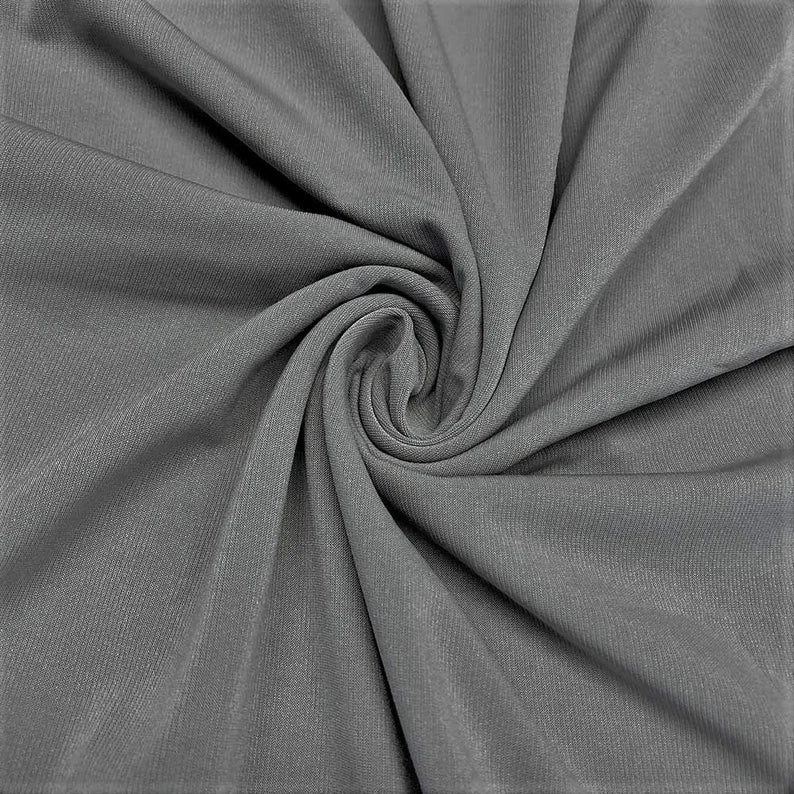 Gray 58/59" Wide ITY Fabric Polyester Knit Jersey 2 Way Stretch Spandex Sold By The Yard.